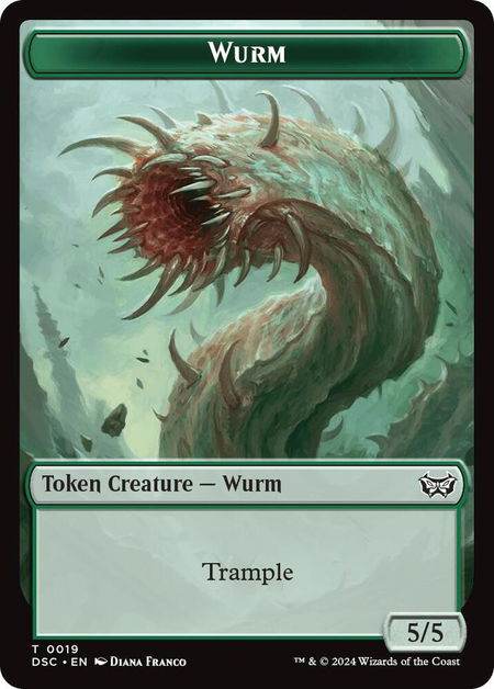 Wurm (0019) // Manifest Double-Sided Token - Commander: Duskmourn: House of Horror Magic: The Gathering trading card