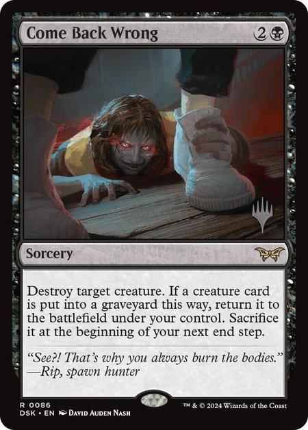 Come Back Wrong (0086) - Promo Pack: Duskmourn: House of Horror Magic: The Gathering trading card