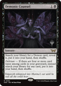 Demonic Counsel - Promo Pack: Duskmourn: House of Horror (PPDSK) #92p - Rare Magic: The Gathering Trading Card