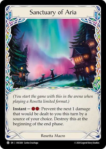 Sanctuary of Aria trading card from Blitz Deck: Rosetta - Oscilio Sanctuary of Aria - Blitz Deck: Rosetta - Oscilio Flesh and Blood trading card