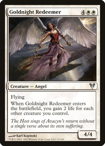 Goldnight Redeemer trading card from Avacyn Restored Goldnight Redeemer - Avacyn Restored Magic: The Gathering trading card
