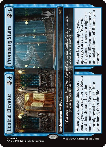 Central Elevator // Promising Stairs - Promo Pack: Duskmourn: House of Horror Magic: The Gathering trading card