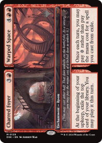 Charred Foyer // Warped Space - Promo Pack: Duskmourn: House of Horror (PPDSK) #129p - Mythic Rare Magic: The Gathering Trading Card