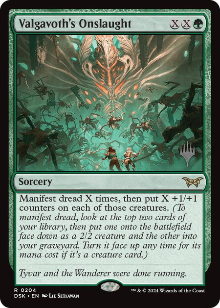Valgavoth's Onslaught trading card from Promo Pack: Duskmourn: House of Horror Valgavoth's Onslaught - Promo Pack: Duskmourn: House of Horror Magic: The Gathering trading card