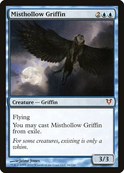 Misthollow Griffin trading card from Avacyn Restored Misthollow Griffin - Avacyn Restored Magic: The Gathering trading card