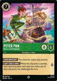 Peter Pan - Never Land Prankster - Azurite Sea (6) #85/204 - Super Rare Disney Lorcana Trading Card