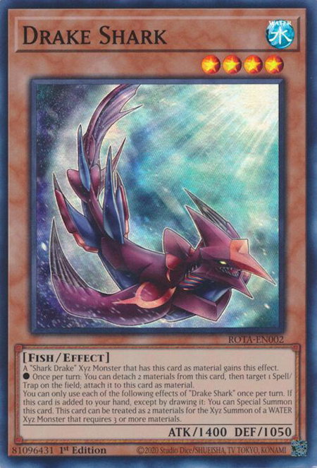 Drake Shark trading card from Rage of the Abyss Drake Shark - Rage of the Abyss YuGiOh trading card