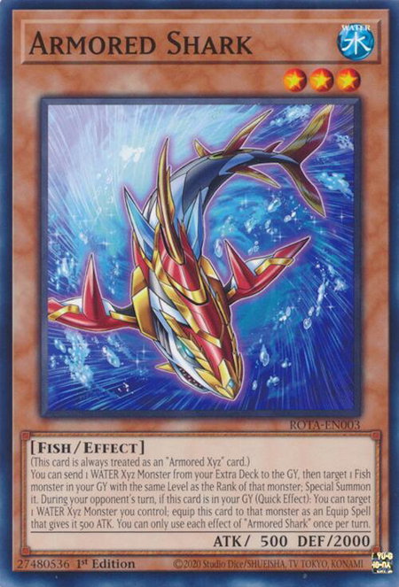 Armored Shark trading card from Rage of the Abyss Armored Shark - Rage of the Abyss YuGiOh trading card