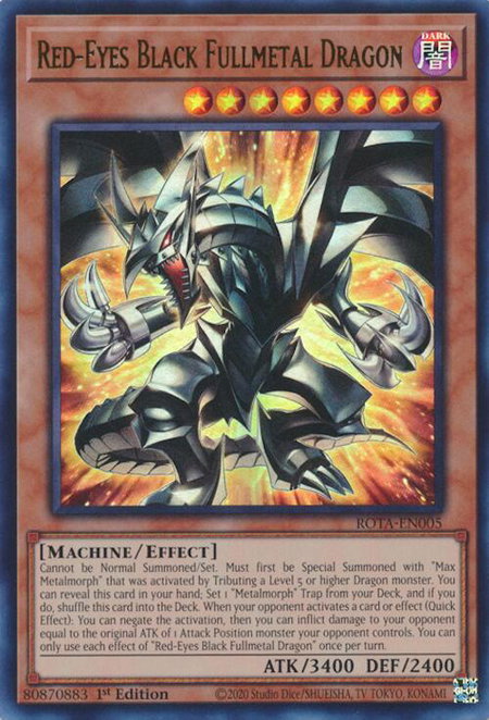 Red-Eyes Black Fullmetal Dragon trading card from Rage of the Abyss Red-Eyes Black Fullmetal Dragon - Rage of the Abyss YuGiOh trading card