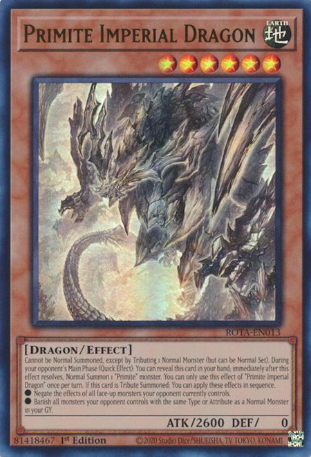 Primite Imperial Dragon trading card from Rage of the Abyss Primite Imperial Dragon - Rage of the Abyss YuGiOh trading card