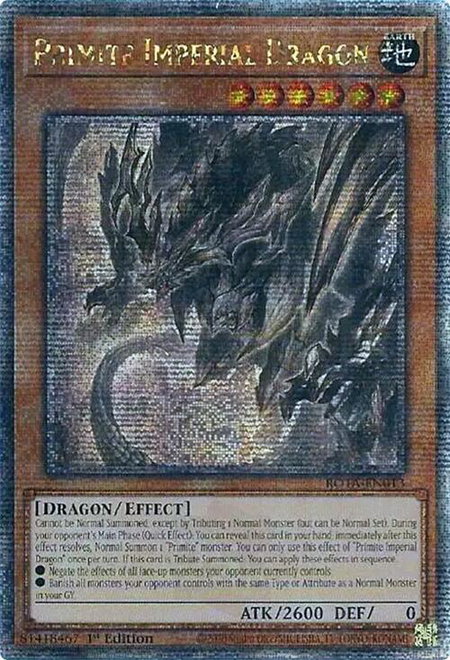 Primite Imperial Dragon (Quarter Century Secret Rare) trading card from Rage of the Abyss Primite Imperial Dragon (Quarter Century Secret Rare) - Rage of the Abyss YuGiOh trading card
