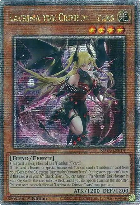 Lacrima the Crimson Tears (Quarter Century Secret Rare) - Rage of the Abyss YuGiOh trading card