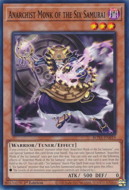 Anarchist Monk of the Six Samurai - Rage of the Abyss YuGiOh trading card
