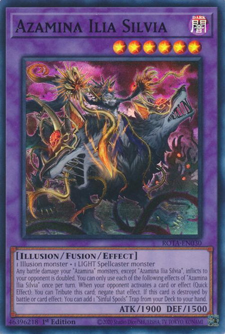 Azamina Ilia Silvia trading card from Rage of the Abyss Azamina Ilia Silvia - Rage of the Abyss YuGiOh trading card