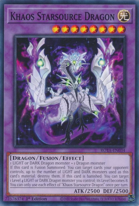 Khaos Starsource Dragon - Rage of the Abyss YuGiOh trading card