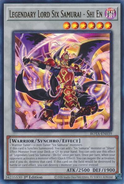 Legendary Lord Six Samurai - Shi En trading card from Rage of the Abyss Legendary Lord Six Samurai - Shi En - Rage of the Abyss YuGiOh trading card
