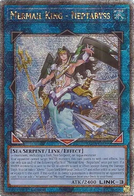 Mermail King - Neptabyss (Quarter Century Secret Rare) trading card from Rage of the Abyss Mermail King - Neptabyss (Quarter Century Secret Rare) - Rage of the Abyss YuGiOh trading card