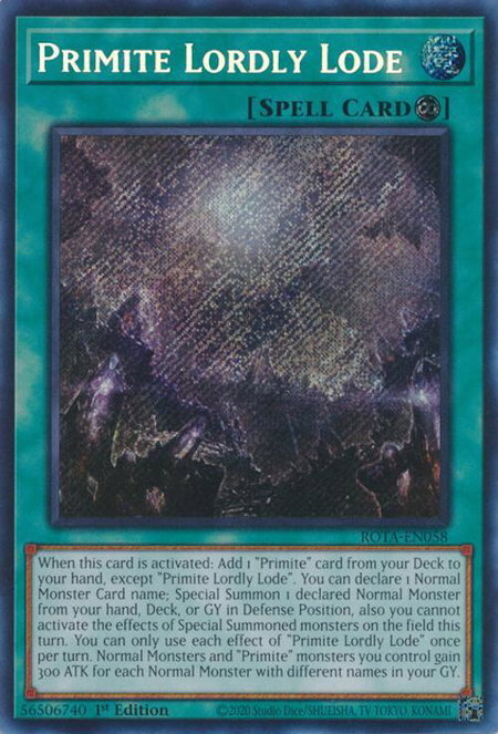 Primite Lordly Lode trading card from Rage of the Abyss Primite Lordly Lode - Rage of the Abyss YuGiOh trading card