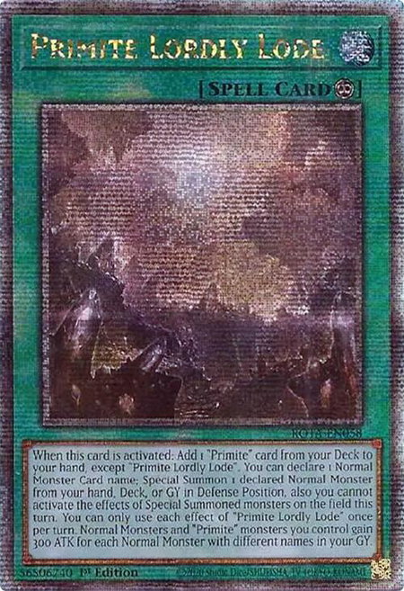 Primite Lordly Lode (Quarter Century Secret Rare) - Rage of the Abyss YuGiOh trading card