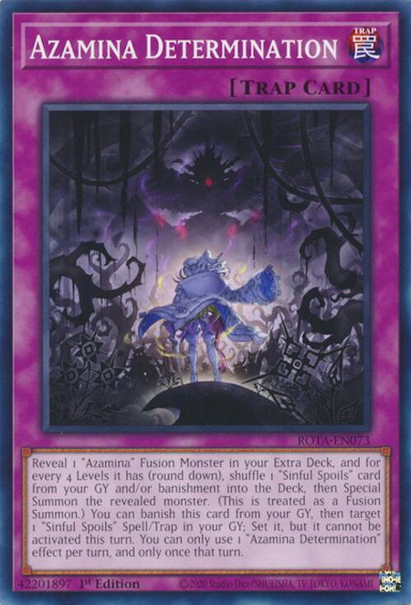 Azamina Determination trading card from Rage of the Abyss Azamina Determination - Rage of the Abyss YuGiOh trading card