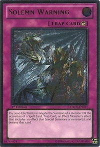 Solemn Warning (UTR) - Duelist Revolution (DREV) #DREV-EN077 - Ultimate Rare YuGiOh Trading Card