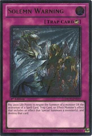 Solemn Warning (UTR) - Duelist Revolution YuGiOh trading card