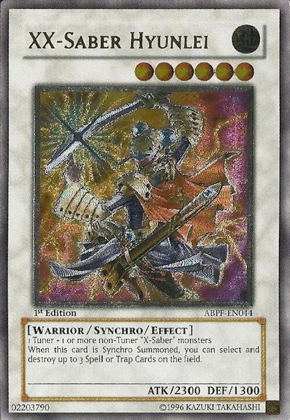 XX-Saber Hyunlei (UTR) trading card from Absolute Powerforce XX-Saber Hyunlei (UTR) - Absolute Powerforce YuGiOh trading card