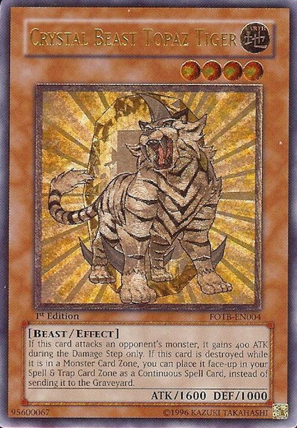 Crystal Beast Topaz Tiger (UTR) trading card from Force of the Breaker Crystal Beast Topaz Tiger (UTR) - Force of the Breaker YuGiOh trading card