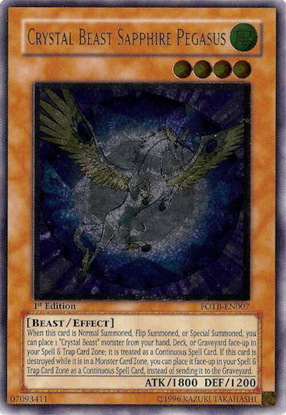 Crystal Beast Sapphire Pegasus (UTR) trading card from Force of the Breaker Crystal Beast Sapphire Pegasus (UTR) - Force of the Breaker YuGiOh trading card