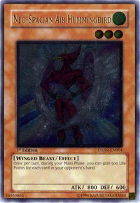 Neo-Spacian Air Hummingbird (UTR) - Strike of Neos (STON) #STON-EN004 - Ultimate Rare YuGiOh Trading Card