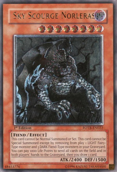 Sky Scourge Norleras (UTR) trading card from Force of the Breaker Sky Scourge Norleras (UTR) - Force of the Breaker YuGiOh trading card