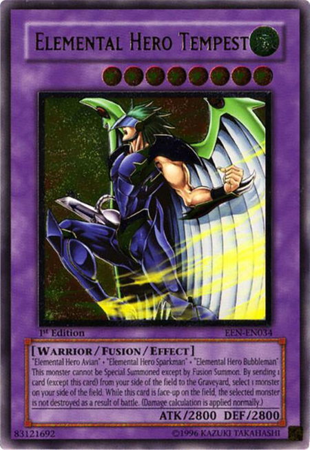Elemental Hero Tempest (UTR) trading card from Elemental Energy Elemental Hero Tempest (UTR) - Elemental Energy YuGiOh trading card
