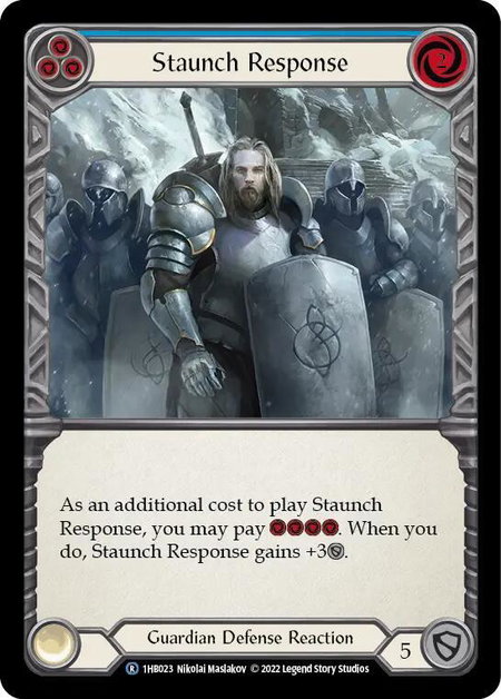 Staunch Response (Blue) - Historic Pack 1 Blitz Deck: Bravo Flesh and Blood trading card