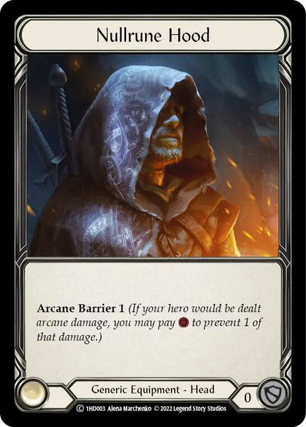 Nullrune Hood - Historic Pack 1 Blitz Deck: Dash Flesh and Blood trading card