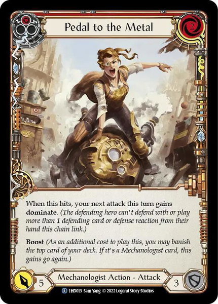Pedal to the Metal (Red) trading card from Historic Pack 1 Blitz Deck: Dash Pedal to the Metal (Red) - Historic Pack 1 Blitz Deck: Dash Flesh and Blood trading card