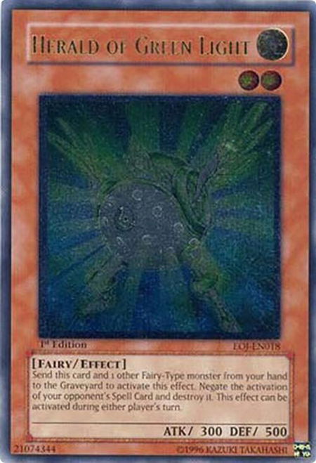 Herald of Green Light (UTR) trading card from Enemy of Justice Herald of Green Light (UTR) - Enemy of Justice YuGiOh trading card