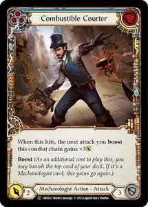 Combustible Courier (Blue) - Historic Pack 1 Blitz Deck: Dash  #1HD022 - Common Flesh and Blood Trading Card