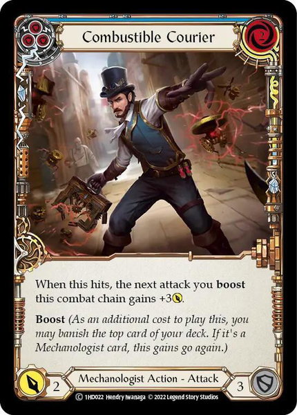 Combustible Courier (Blue) - Historic Pack 1 Blitz Deck: Dash Flesh and Blood trading card