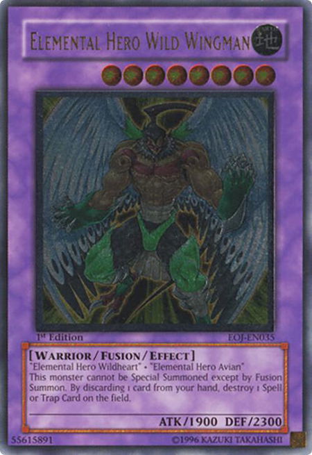 Elemental Hero Wild Wingman (UTR) - Enemy of Justice YuGiOh trading card
