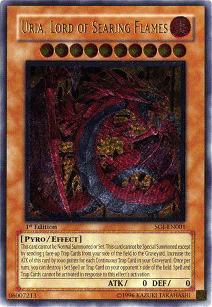 Uria, Lord of Searing Flames (UTR) trading card from Shadow of Infinity Uria, Lord of Searing Flames (UTR) - Shadow of Infinity YuGiOh trading card