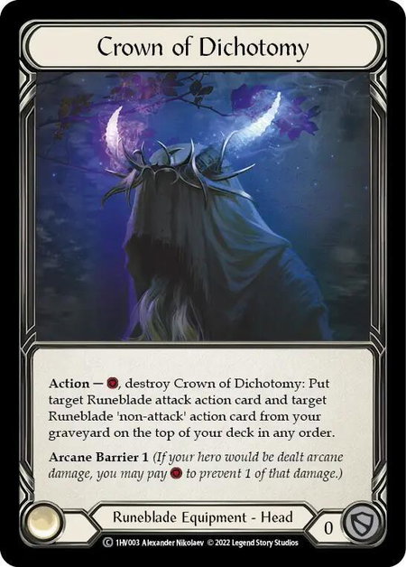 Crown of Dichotomy trading card from Historic Pack 1 Blitz Deck: Viserai Crown of Dichotomy - Historic Pack 1 Blitz Deck: Viserai Flesh and Blood trading card