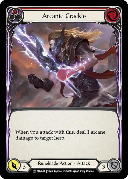 Arcanic Crackle (Red) trading card from Historic Pack 1 Blitz Deck: Viserai Arcanic Crackle (Red) - Historic Pack 1 Blitz Deck: Viserai Flesh and Blood trading card
