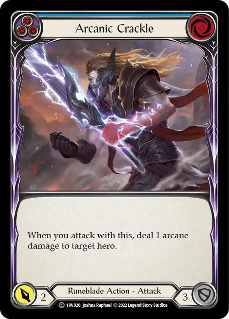 Arcanic Crackle (Blue) trading card from Historic Pack 1 Blitz Deck: Viserai Arcanic Crackle (Blue) - Historic Pack 1 Blitz Deck: Viserai Flesh and Blood trading card