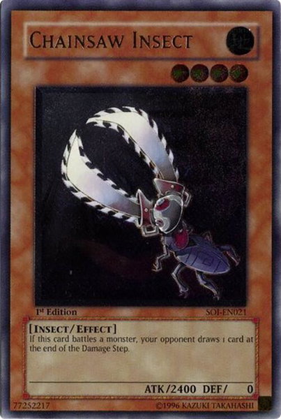 Chainsaw Insect (UTR) trading card from Shadow of Infinity Chainsaw Insect (UTR) - Shadow of Infinity YuGiOh trading card