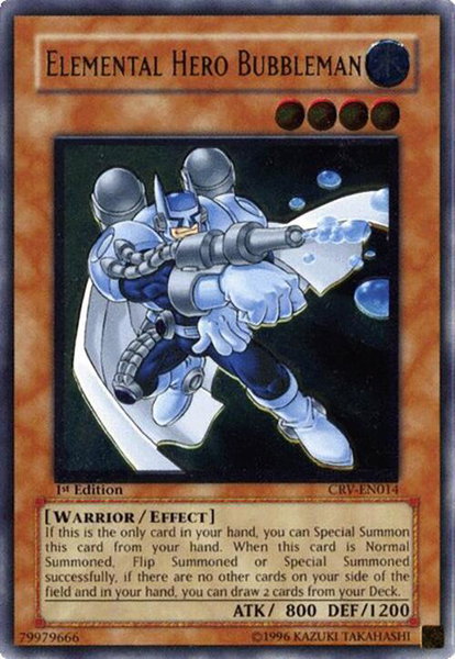 Elemental Hero Bubbleman (UTR) trading card from Cybernetic Revolution Elemental Hero Bubbleman (UTR) - Cybernetic Revolution YuGiOh trading card