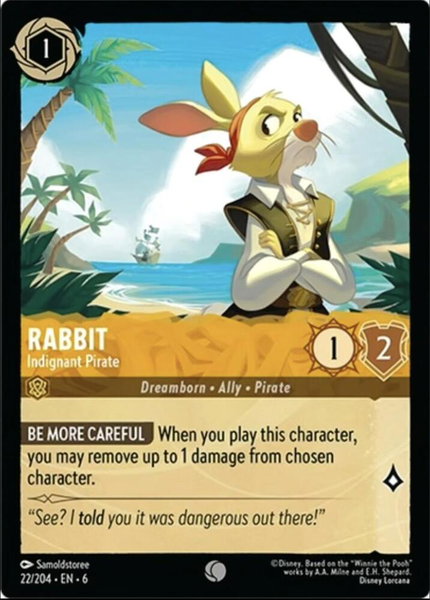 Rabbit - Indignant Pirate trading card from Azurite Sea Rabbit - Indignant Pirate - Azurite Sea Disney Lorcana trading card