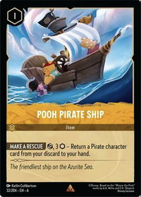Pooh Pirate Ship - Azurite Sea (6) #32/204 - Rare Disney Lorcana Trading Card