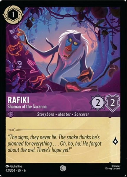 Rafiki - Shaman of the Savanna - Azurite Sea Disney Lorcana trading card