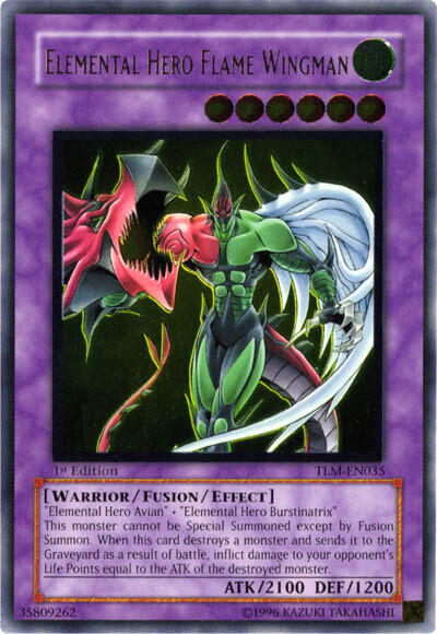 Elemental HERO Flame Wingman (UTR) trading card from The Lost Millennium Elemental HERO Flame Wingman (UTR) - The Lost Millennium YuGiOh trading card