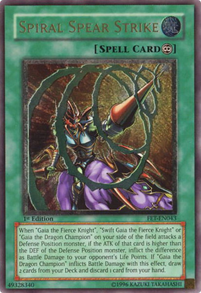 Spiral Spear Strike (UTR) trading card from Flaming Eternity Spiral Spear Strike (UTR) - Flaming Eternity YuGiOh trading card